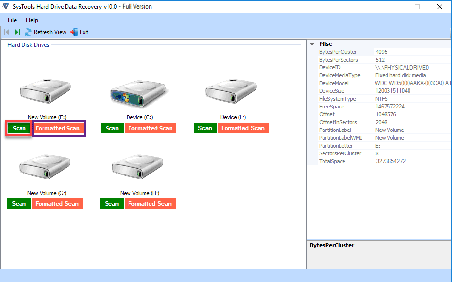 available partitions